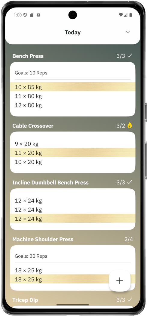 Smartphone mit Screenshot der Progress Fitness Tracker App